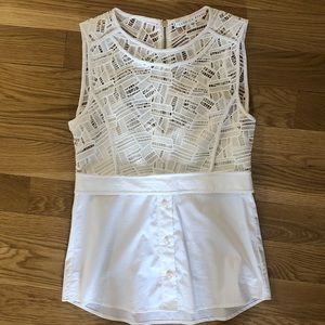 Veronica Beard White Lace/Button Down Top